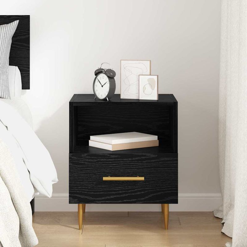 Casa si Gradina - Mobilier - Comode si corpuri - Noptiere - Noptiera cu sertar Negru 40 x 35 x 47.5 cm Lemn compozit - Infinity.ro