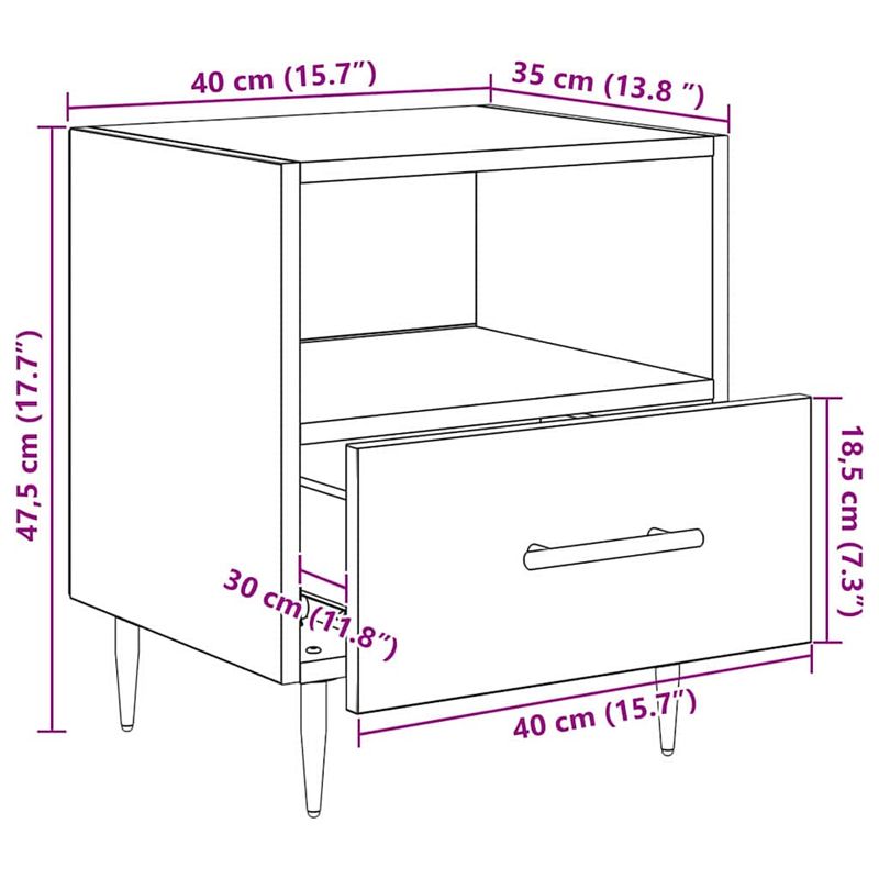 Casa si Gradina - Mobilier - Comode si corpuri - Noptiere - Noptiera cu sertar Negru 40 x 35 x 47.5 cm Lemn compozit - Infinity.ro
