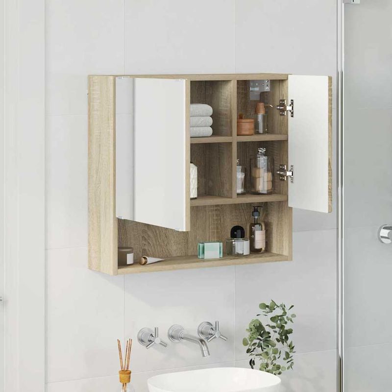 Casa si Gradina - Mobilier - Mobilier baie - Comode baie - Dulap cu oglinda Stejar sonoma 59 x 17 x 55 cm Lemn compozit - Infinity.ro