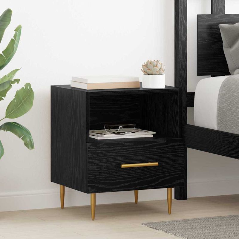 Casa si Gradina - Mobilier - Comode si corpuri - Noptiere - Noptiera cu sertar 2 pcs Negru 40 x 35 x 47.5 cm Lemn compozit - Infinity.ro