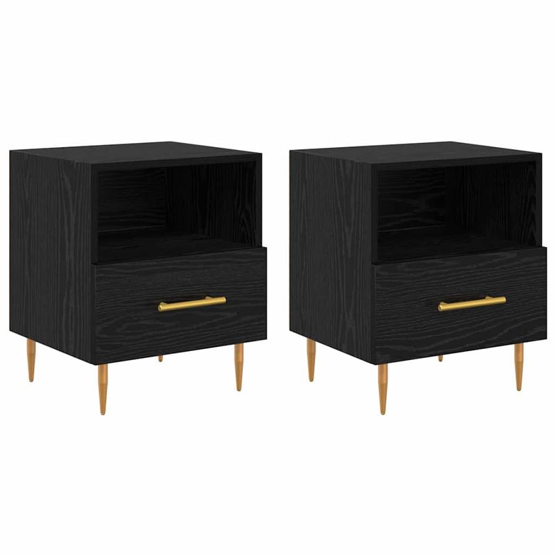 Casa si Gradina - Mobilier - Comode si corpuri - Noptiere - Noptiera cu sertar 2 pcs Negru 40 x 35 x 47.5 cm Lemn compozit - Infinity.ro