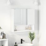 Casa si Gradina - Mobilier - Mobilier baie - Comode baie - Dulap cu oglinda cu raft Alb 59 x 17 x 55 cm Lemn compozit - Infinity.ro
