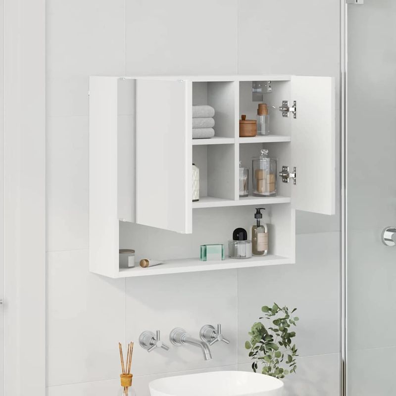 Casa si Gradina - Mobilier - Mobilier baie - Comode baie - Dulap cu oglinda cu raft Alb 59 x 17 x 55 cm Lemn compozit - Infinity.ro
