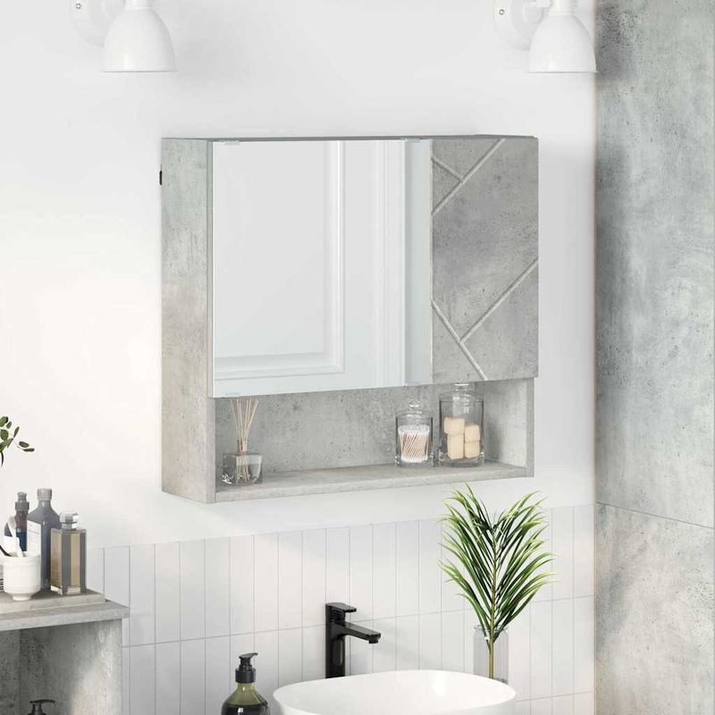 Casa si Gradina - Mobilier - Mobilier baie - Comode baie - Dulap cu oglinda cu usa Gri beton 59 x 17 x 55 cm Lemn compozit - Infinity.ro