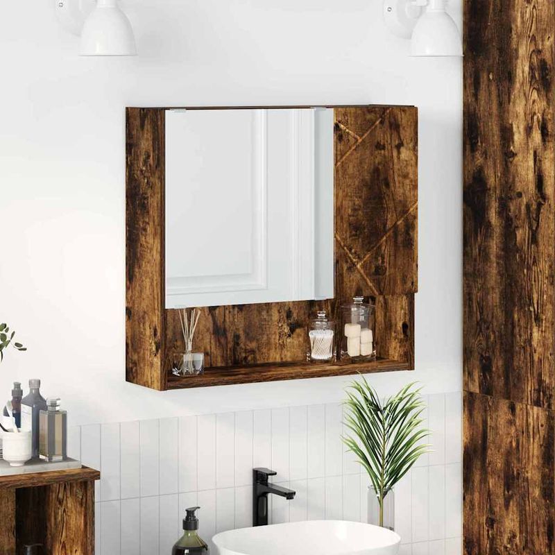 Casa si Gradina - Mobilier - Mobilier baie - Comode baie - Dulap cu oglinda Stejar afumat 59 x 17 x 55 cm Lemn compozit - Infinity.ro