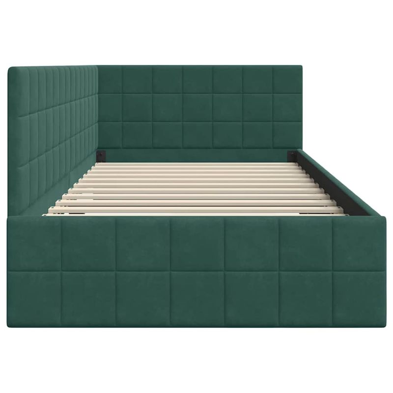 Casa si Gradina - Mobilier - Paturi si accesorii - Paturi - Cadru de pat coltar Verde inchis 100 x 200 cm Catifea - Infinity.ro