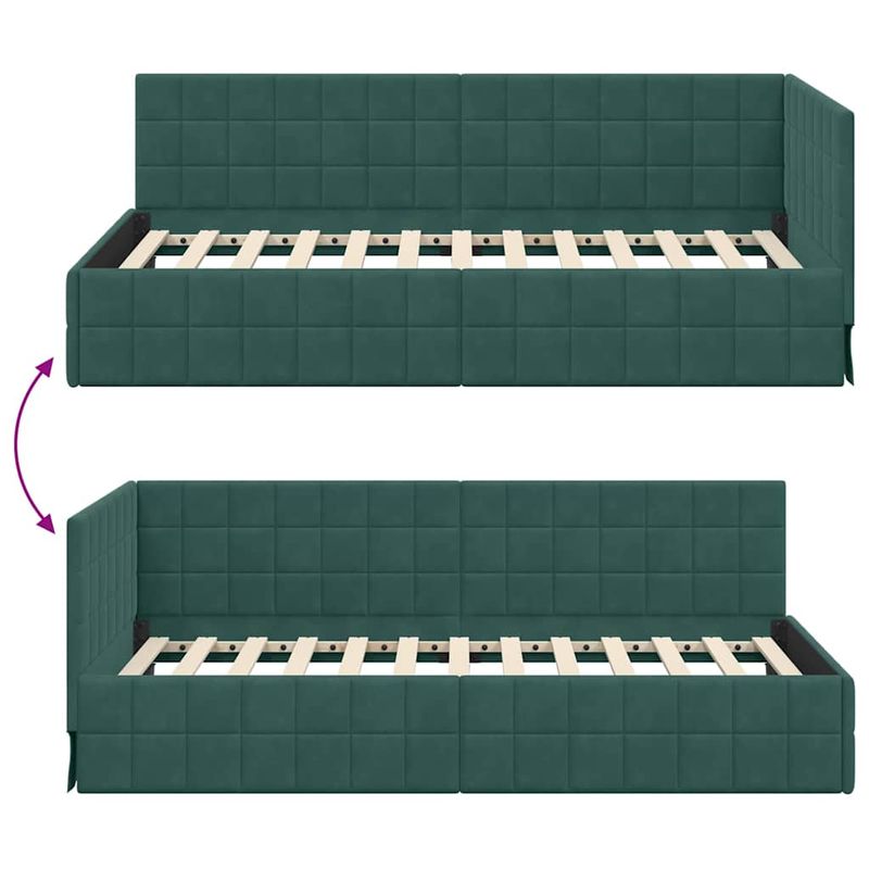 Casa si Gradina - Mobilier - Paturi si accesorii - Paturi - Cadru de pat coltar Verde inchis 100 x 200 cm Catifea - Infinity.ro