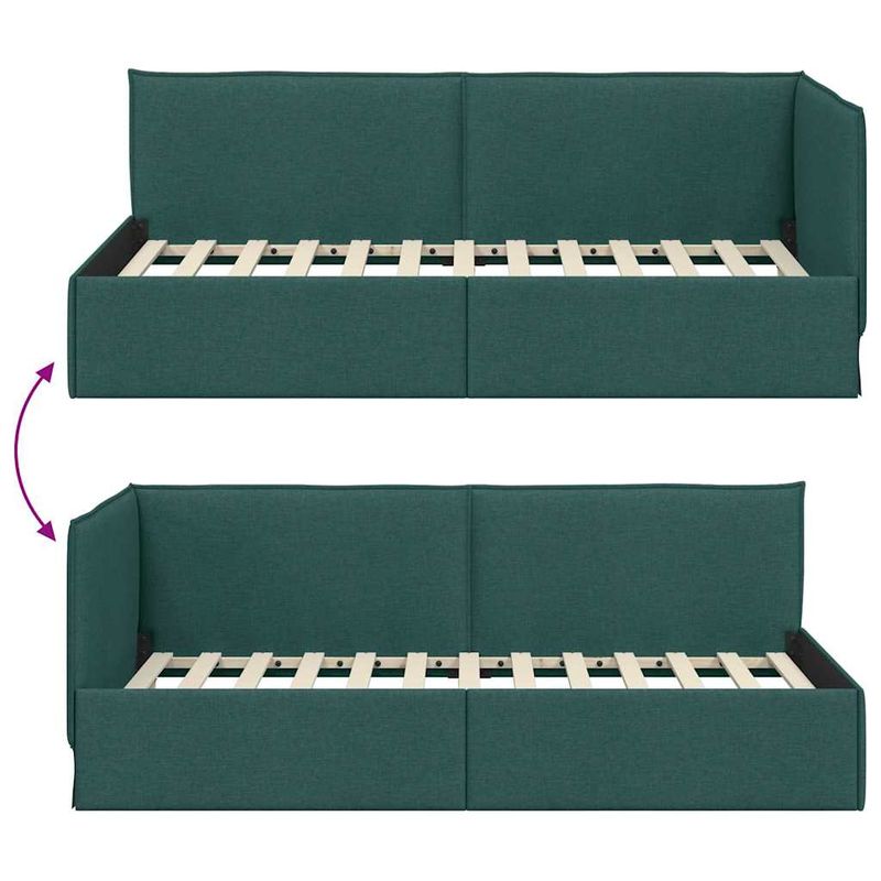 Casa si Gradina - Mobilier - Paturi si accesorii - Paturi - Cadru de pat coltar Verde inchis 90 x 200 cm tesatura - Infinity.ro