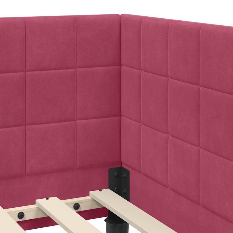 Casa si Gradina - Mobilier - Paturi si accesorii - Paturi - Cadru de pat coltar cu headboard bordo 90 x 200 cm Catifea - Infinity.ro