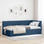 Casa si Gradina - Mobilier - Paturi si accesorii - Paturi - Cadru de pat coltar cu headboard albastru 80 x 200 cm tesatura - Infinity.ro