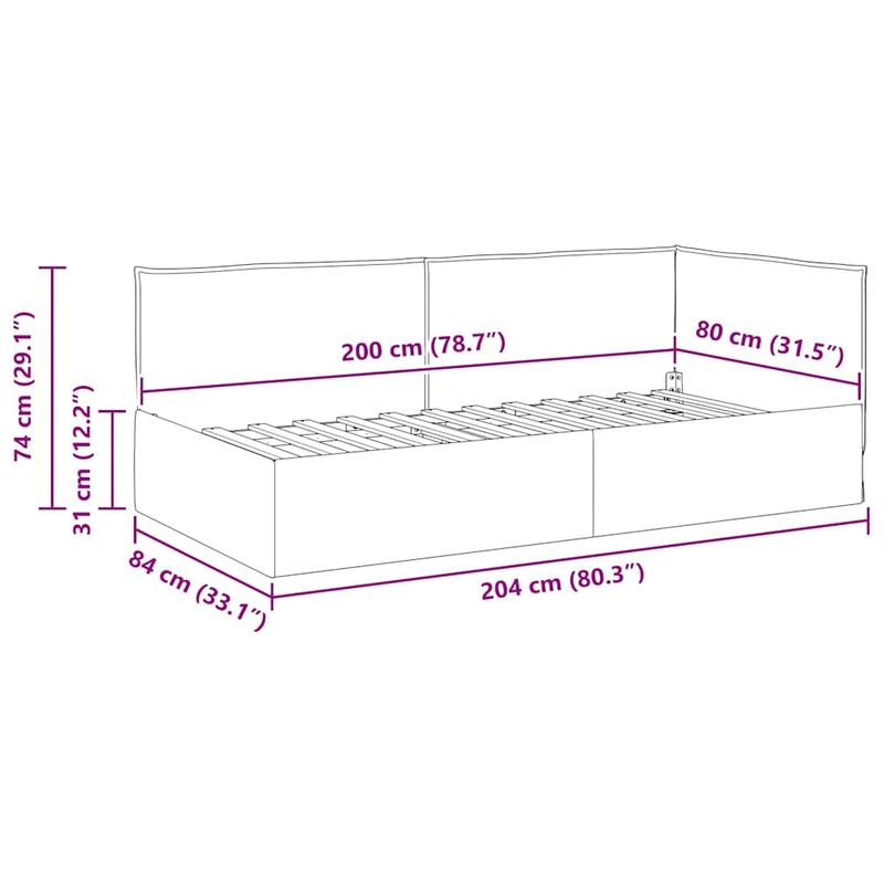Casa si Gradina - Mobilier - Paturi si accesorii - Paturi - Cadru de pat coltar cu headboard albastru 80 x 200 cm tesatura - Infinity.ro