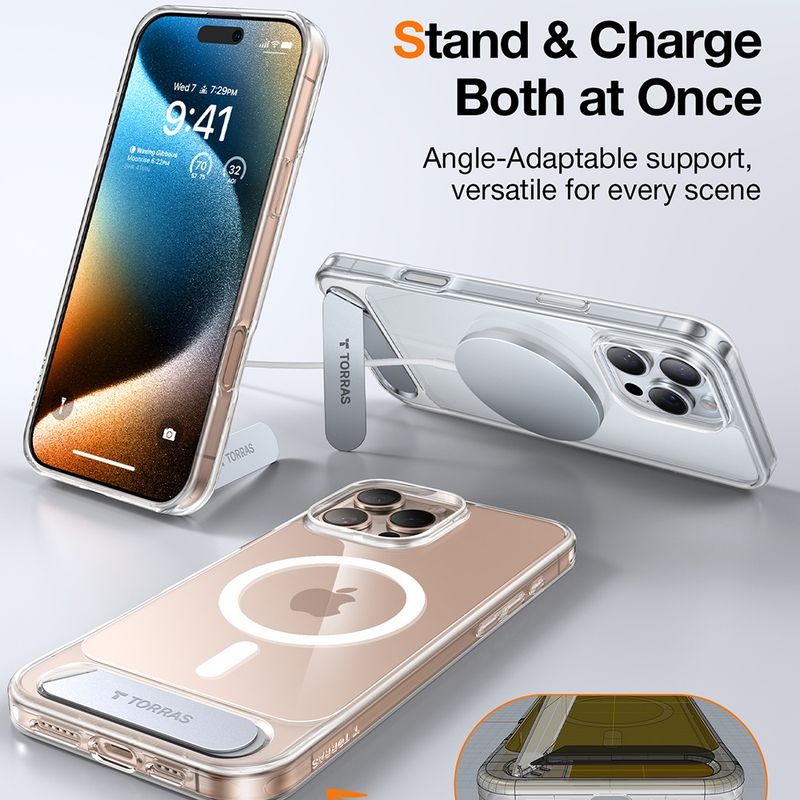 Laptop, Telefoane si Tablete - Telefoane mobile si accesorii - Accesorii Telefoane - Huse telefoane - Husa pentru iPhone 16 Pro - Torras Pstand MagSafe - Transparent - Infinity.ro