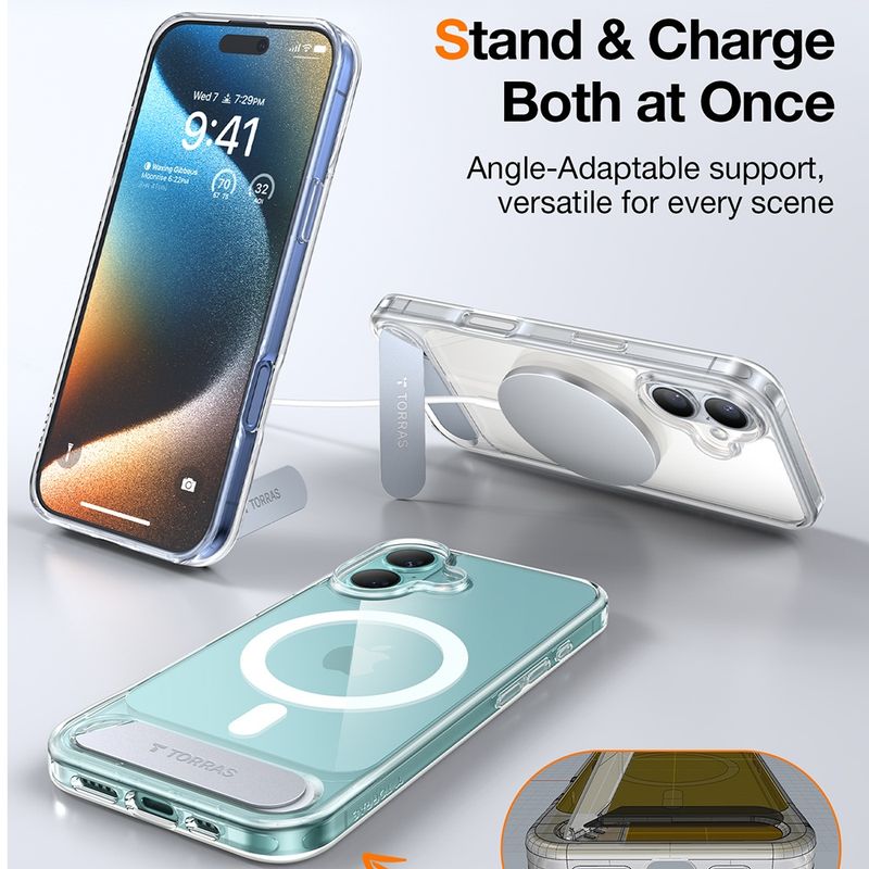 Laptop, Telefoane si Tablete - Telefoane mobile si accesorii - Accesorii Telefoane - Huse telefoane - Husa pentru iPhone 16 Plus - Torras Pstand MagSafe - Transparent - Infinity.ro