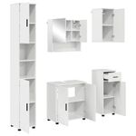 Casa si Gradina - Mobilier - Mobilier baie - Corpuri baie - Set de mobilier pentru baie cu sertar 5 pcs Alb foarte lucios - Infinity.ro