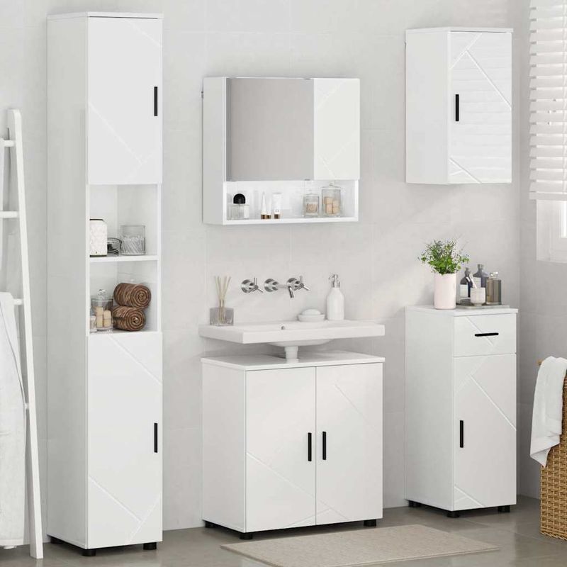 Casa si Gradina - Mobilier - Mobilier baie - Corpuri baie - Set de mobilier pentru baie cu sertar 5 pcs Alb foarte lucios - Infinity.ro