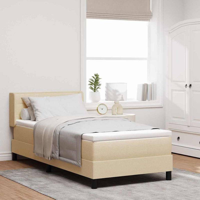 Casa si Gradina - Mobilier - Paturi si accesorii - Paturi - Pat boxspring cu saltea cu saltea cu headboard Crem 80 x 200 cm - Infinity.ro