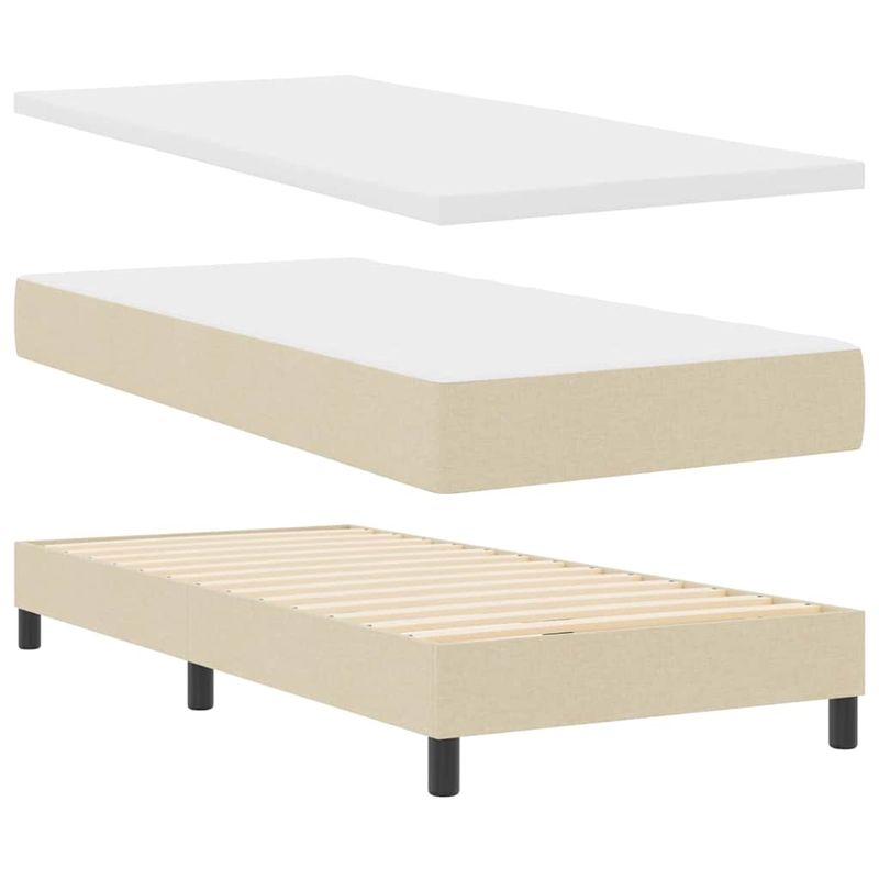 Casa si Gradina - Mobilier - Paturi si accesorii - Paturi - Pat boxspring cu saltea cu saltea cu headboard Crem 80 x 200 cm - Infinity.ro