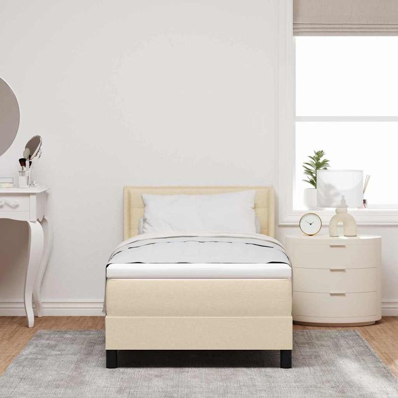 Casa si Gradina - Mobilier - Paturi si accesorii - Paturi - Pat boxspring cu saltea cu saltea cu headboard Crem 80 x 200 cm - Infinity.ro