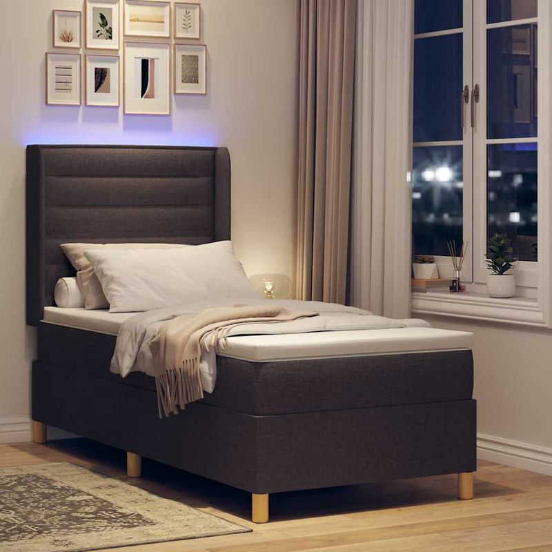 Casa si Gradina - Mobilier - Paturi si accesorii - Paturi - Pat cu arcuri cu saltea Maro 90 x 190 cm tesatura - Infinity.ro