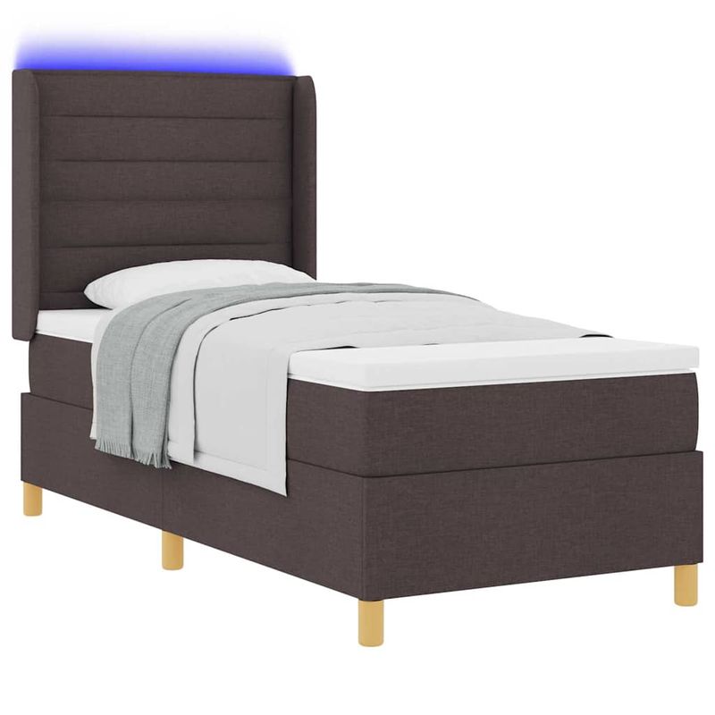 Casa si Gradina - Mobilier - Paturi si accesorii - Paturi - Pat cu arcuri cu saltea Maro 90 x 190 cm tesatura - Infinity.ro
