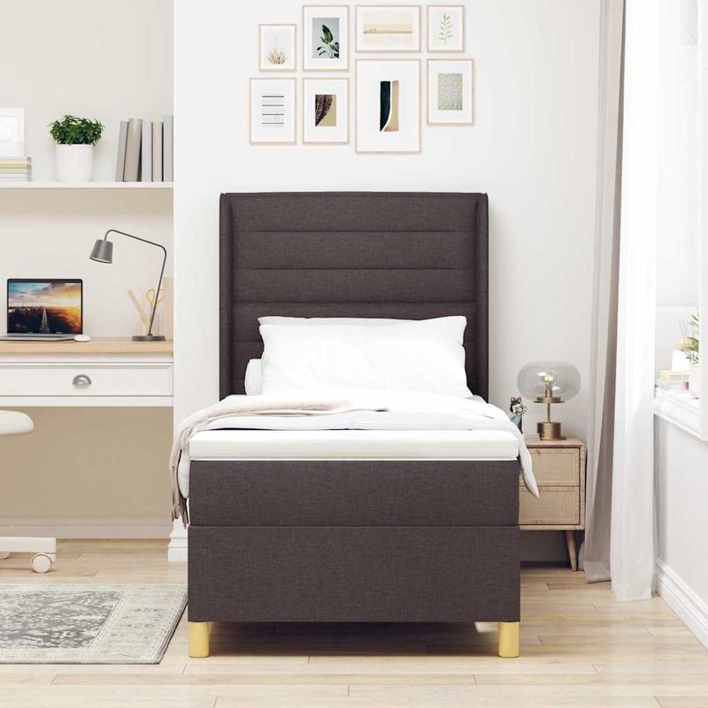 Casa si Gradina - Mobilier - Paturi si accesorii - Paturi - Pat cu arcuri cu saltea Maro 90 x 190 cm tesatura - Infinity.ro