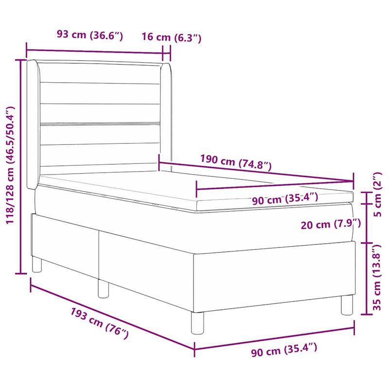 Casa si Gradina - Mobilier - Paturi si accesorii - Paturi - Pat cu arcuri cu saltea Maro 90 x 190 cm tesatura - Infinity.ro