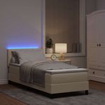 Casa si Gradina - Mobilier - Paturi si accesorii - Paturi - Pat cu arcuri cu saltea cu headboard Crem 80 x 200 cm tesatura - Infinity.ro