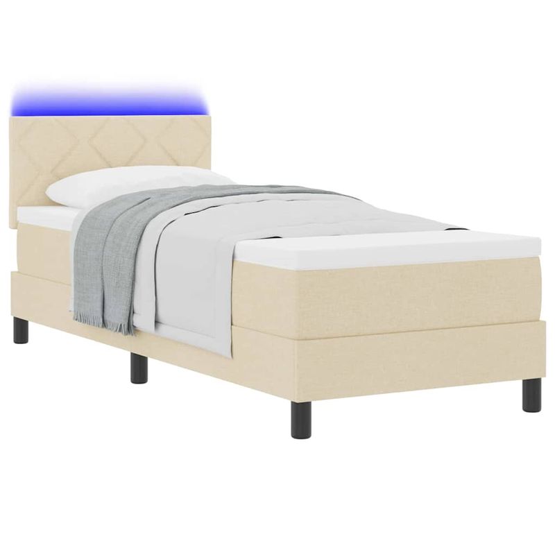 Casa si Gradina - Mobilier - Paturi si accesorii - Paturi - Pat cu arcuri cu saltea cu headboard Crem 80 x 200 cm tesatura - Infinity.ro