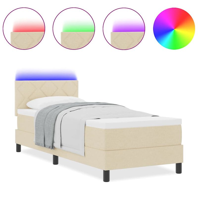Casa si Gradina - Mobilier - Paturi si accesorii - Paturi - Pat cu arcuri cu saltea cu headboard Crem 80 x 200 cm tesatura - Infinity.ro