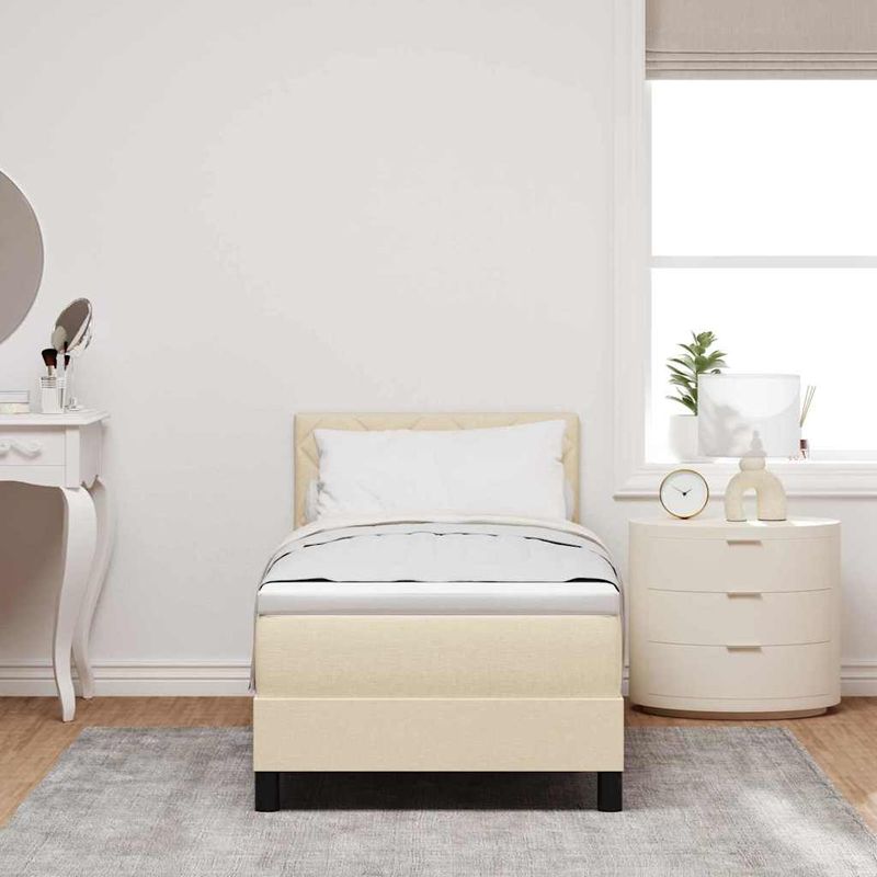 Casa si Gradina - Mobilier - Paturi si accesorii - Paturi - Pat cu arcuri cu saltea cu headboard Crem 80 x 200 cm tesatura - Infinity.ro
