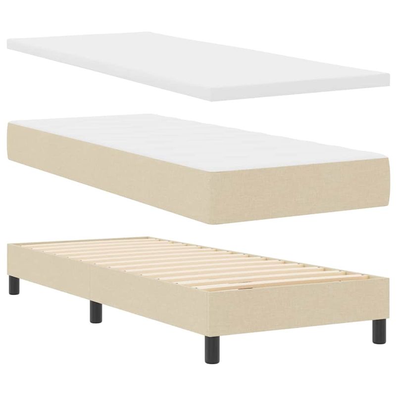 Casa si Gradina - Mobilier - Paturi si accesorii - Paturi - Pat cu arcuri cu saltea cu headboard Crem 80 x 200 cm tesatura - Infinity.ro