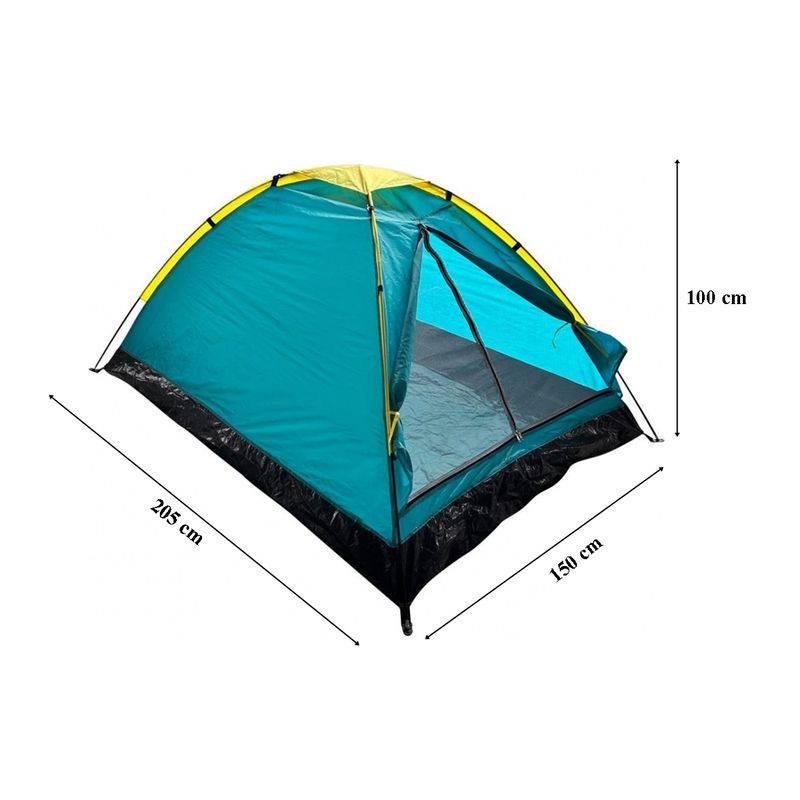 Sport si Outdoor - Camping - Corturi camping - Cort pentru camping, pentru 2 persoane, din poliester si fibra, inchidere frontala. rezistent UV si apa, 205x150x100 cm - Infinity.ro