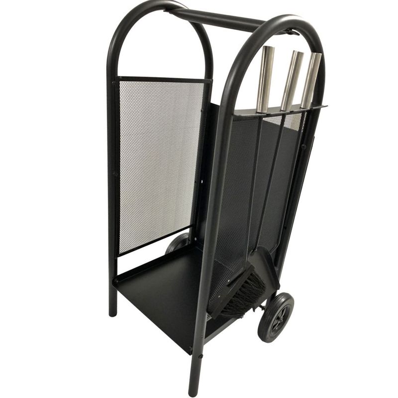 Casa si Gradina - Termice - Sobe, Seminee si accesorii - Accesorii seminee si sobe - Suport cu roti pentru lemne + 3 accesorii pentru sobe si seminee - Infinity.ro