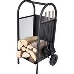 Casa si Gradina - Termice - Sobe, Seminee si accesorii - Accesorii seminee si sobe - Suport cu roti pentru lemne + 3 accesorii pentru sobe si seminee - Infinity.ro