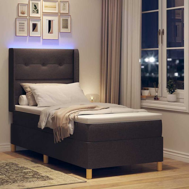 Casa si Gradina - Mobilier - Paturi si accesorii - Paturi - Pat cu arcuri cu saltea Maro 90 x 190 cm tesatura - Infinity.ro