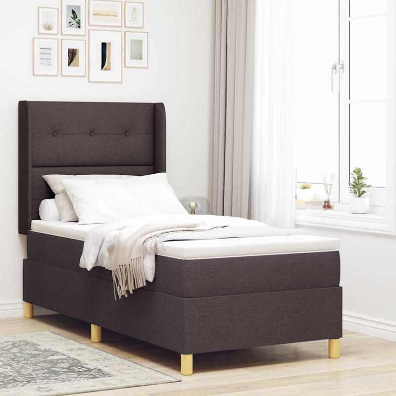 Casa si Gradina - Mobilier - Paturi si accesorii - Paturi - Pat cu arcuri cu saltea Maro 90 x 190 cm tesatura - Infinity.ro