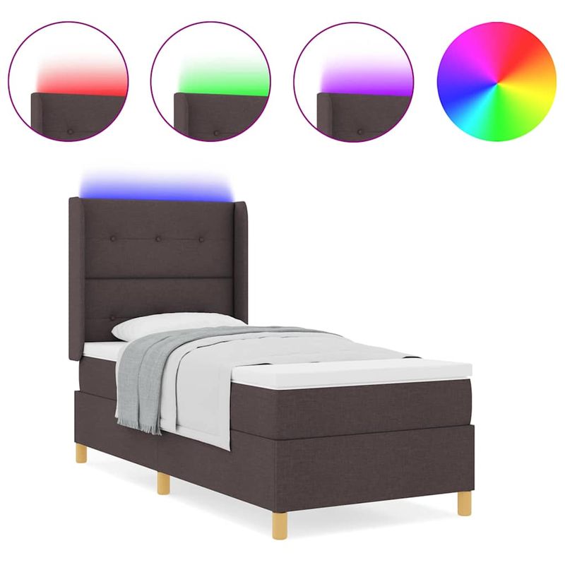 Casa si Gradina - Mobilier - Paturi si accesorii - Paturi - Pat cu arcuri cu saltea Maro 90 x 190 cm tesatura - Infinity.ro