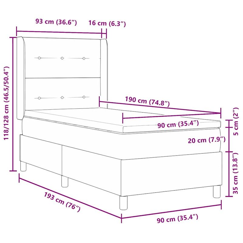 Casa si Gradina - Mobilier - Paturi si accesorii - Paturi - Pat cu arcuri cu saltea Maro 90 x 190 cm tesatura - Infinity.ro
