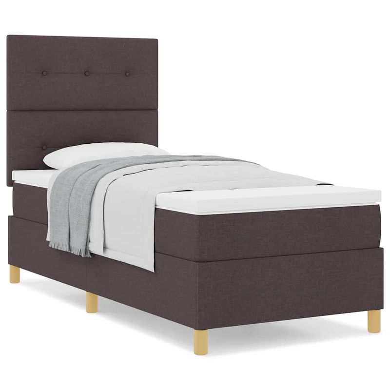 Casa si Gradina - Mobilier - Paturi si accesorii - Paturi - Pat cu arcuri cu saltea Maro inchis 90 x 190 cm tesatura - Infinity.ro