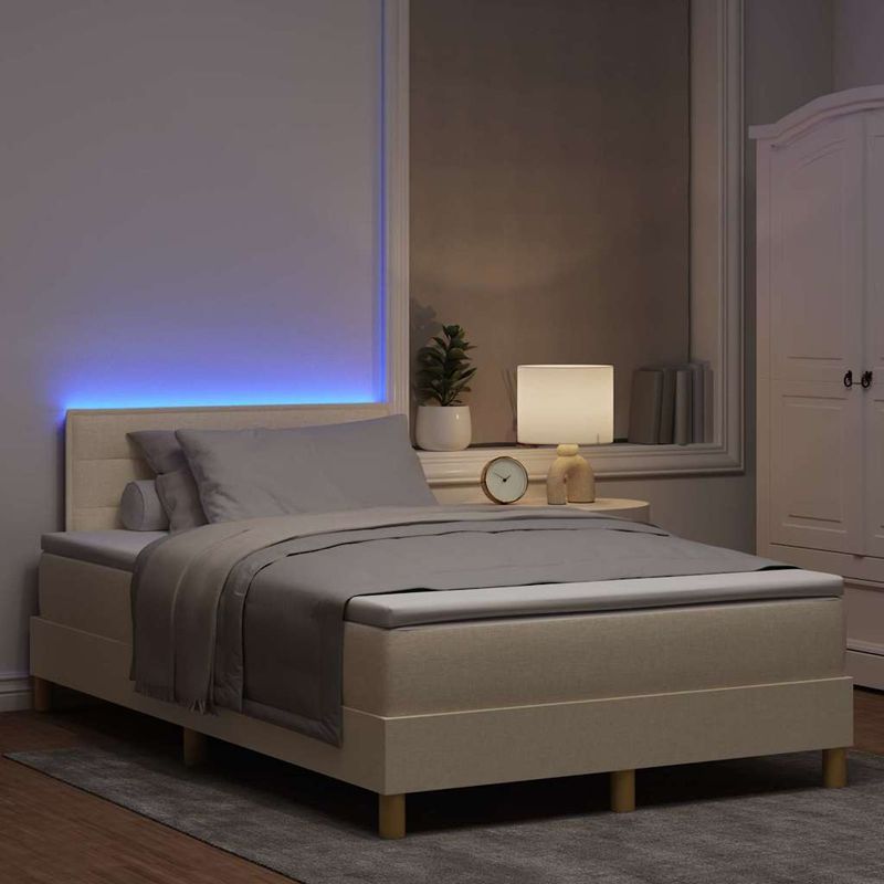 Casa si Gradina - Mobilier - Paturi si accesorii - Paturi - Pat cu arcuri cu saltea cu headboard Crem 120 x 190 cm tesatura - Infinity.ro