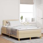 Casa si Gradina - Mobilier - Paturi si accesorii - Paturi - Pat cu arcuri cu saltea cu headboard Crem 120 x 190 cm tesatura - Infinity.ro