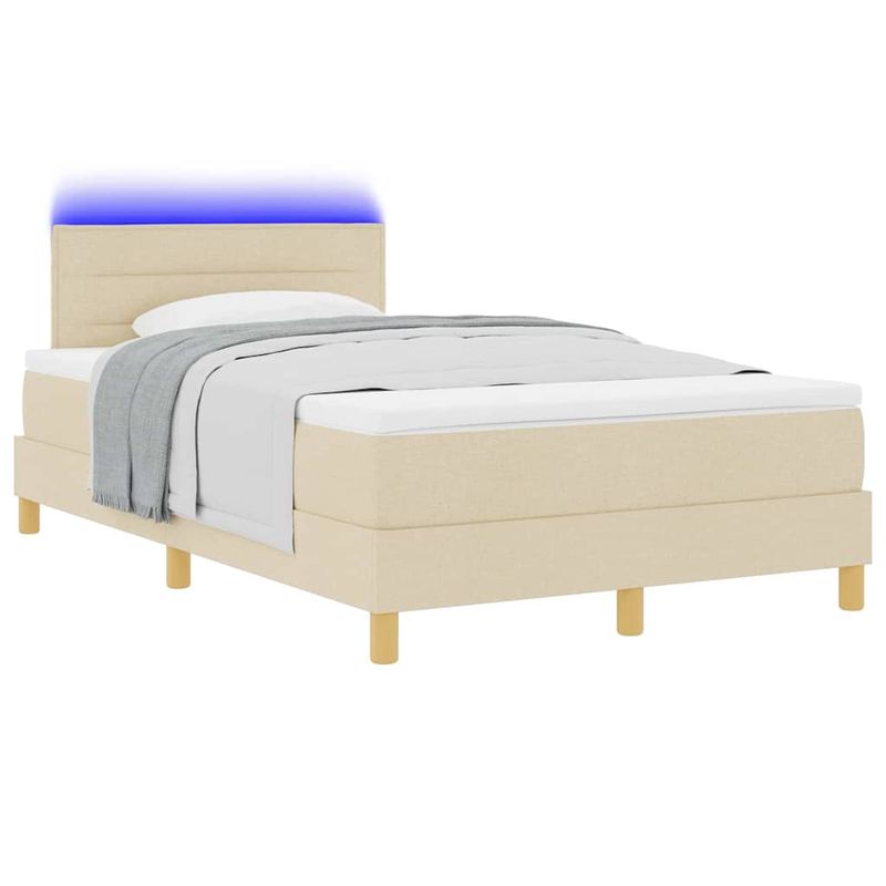Casa si Gradina - Mobilier - Paturi si accesorii - Paturi - Pat cu arcuri cu saltea cu headboard Crem 120 x 190 cm tesatura - Infinity.ro