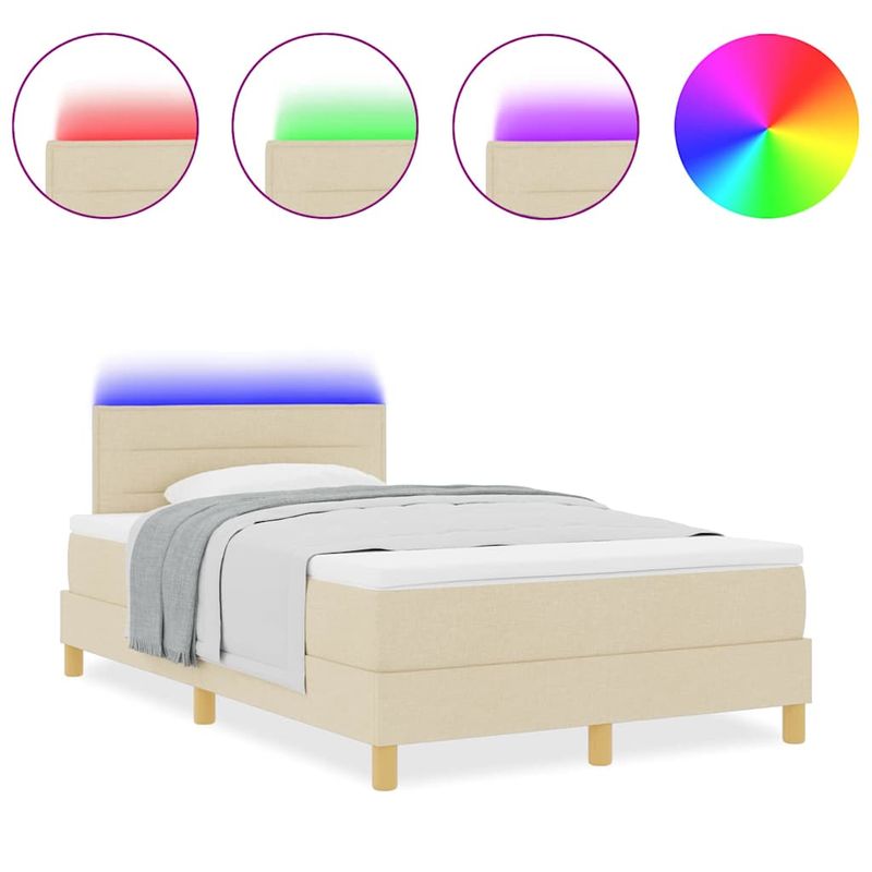 Casa si Gradina - Mobilier - Paturi si accesorii - Paturi - Pat cu arcuri cu saltea cu headboard Crem 120 x 190 cm tesatura - Infinity.ro