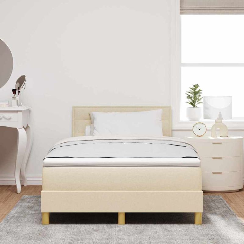Casa si Gradina - Mobilier - Paturi si accesorii - Paturi - Pat cu arcuri cu saltea cu headboard Crem 120 x 190 cm tesatura - Infinity.ro