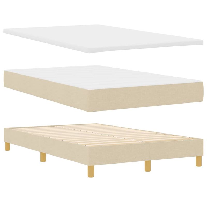 Casa si Gradina - Mobilier - Paturi si accesorii - Paturi - Pat cu arcuri cu saltea cu headboard Crem 120 x 190 cm tesatura - Infinity.ro