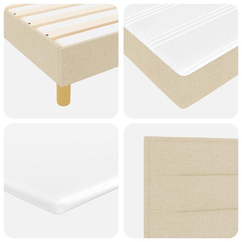 Casa si Gradina - Mobilier - Paturi si accesorii - Paturi - Pat cu arcuri cu saltea cu headboard Crem 120 x 190 cm tesatura - Infinity.ro