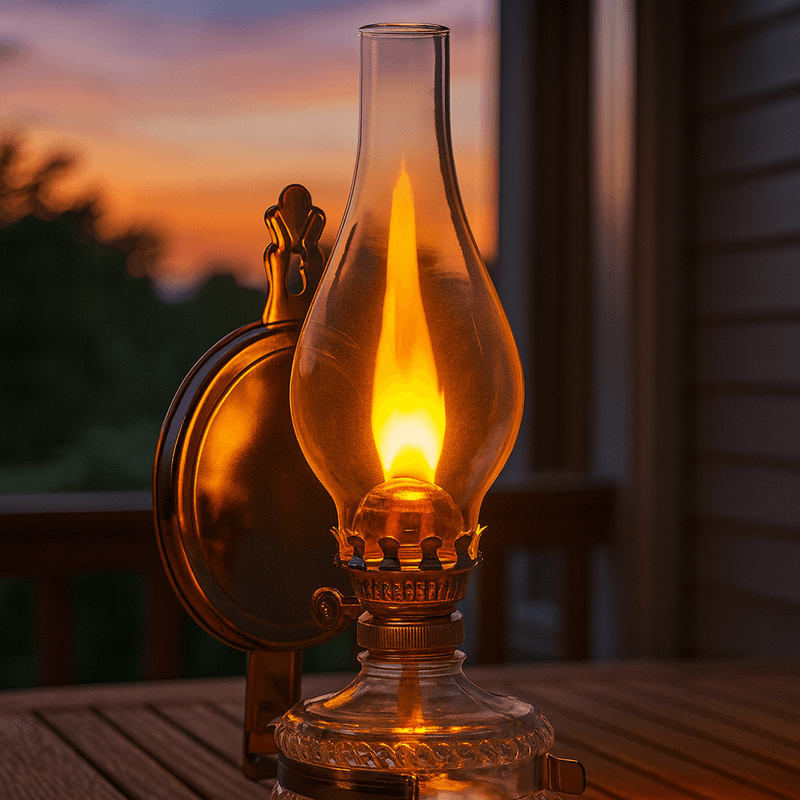 Casa si Gradina - Corpuri si surse de iluminat - Veioze si lampi - Lampadare - Lampa vintage din sticla cu gaz lampant, inaltime 35 cm - Infinity.ro