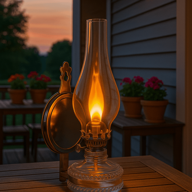 Casa si Gradina - Corpuri si surse de iluminat - Veioze si lampi - Lampadare - Lampa vintage din sticla cu gaz lampant, inaltime 35 cm - Infinity.ro