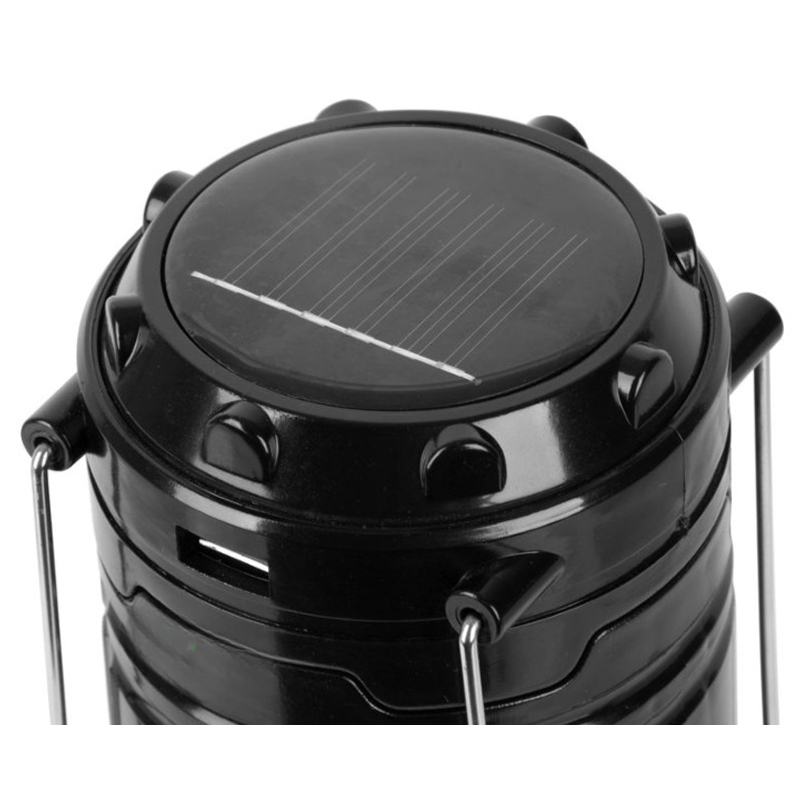 Casa si Gradina - Corpuri si surse de iluminat - Iluminat exterior - Lanterne - Lanterna LED cu acumulator 1200mAh, pentru camping cu incarcare solara si USB, 80lm, efect flacara - Infinity.ro