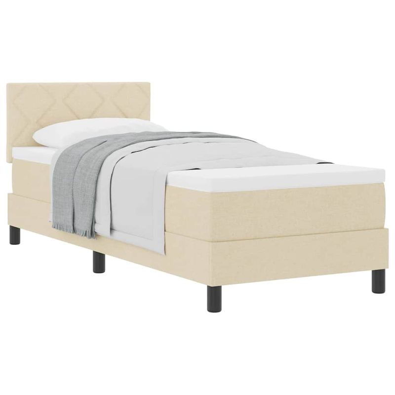 Casa si Gradina - Mobilier - Paturi si accesorii - Paturi - Pat boxspring cu saltea cu saltea Crem 80 x 200 cm tesatura - Infinity.ro